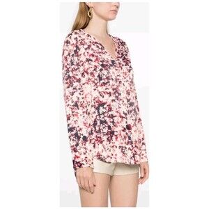 HUGO BOSS Women's Floral Long Sleeve Button Down Size 6 Blouse 100% Viscose